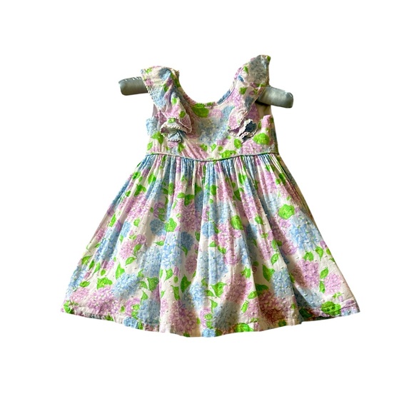 Tommy Bahama Kids Floral Purple Blue Green Ruffle Sleeveless Dress 5 - Picture 1 of 8